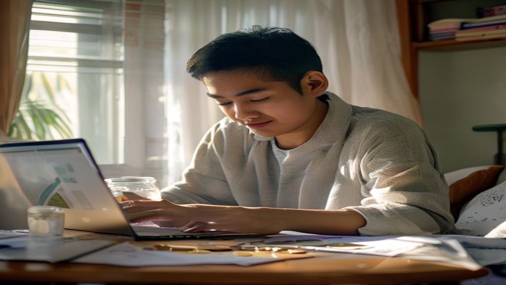 Ilustrasi cara menabung sederhana bagi mahasiswa, menampilkan tips pengelolaan uang dan tabungan efektif.