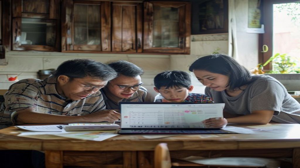 Ilustrasi langkah praktis menabung dengan disiplin, mencatat pemasukan, menyisihkan 10% pendapatan tiap bulan