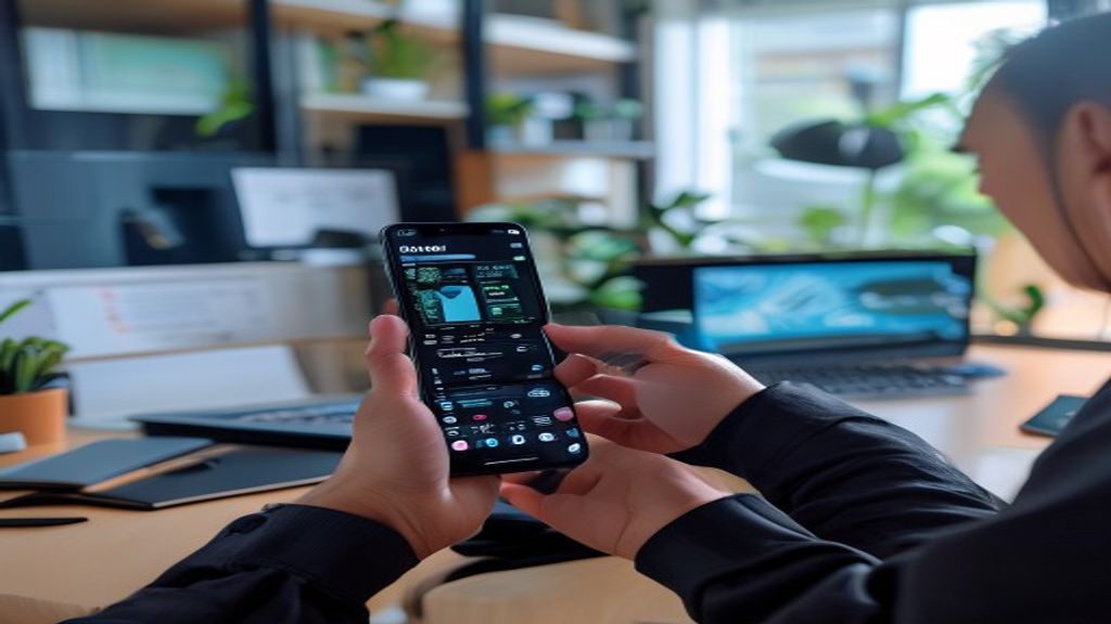 Tampilan antarmuka aplikasi keamanan Android menampilkan proteksi malware, pemindai virus, dan pengelolaan izin.