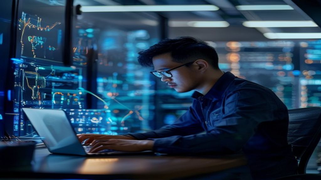 Antarmuka aplikasi keamanan data menampilkan enkripsi, kontrol akses, dan pemantauan ancaman real-time.