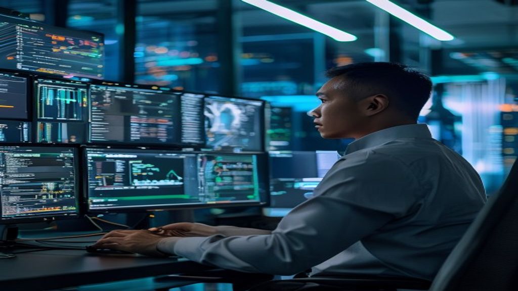 Tampilan antarmuka aplikasi keamanan data yang memantau dan melindungi informasi pribadi secara real‑time