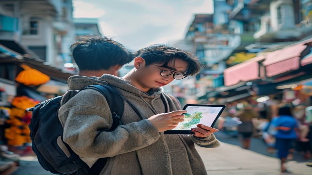 Tampilan antarmuka aplikasi pelacak HP menampilkan peta real‑time dan status lokasi perangkat.